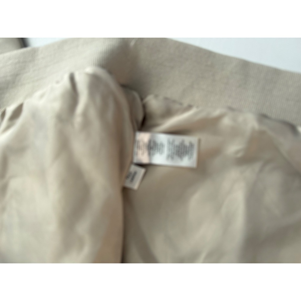 Tahari Faux Leather Jacket Womens Small Beige Puff Sleeve Bomber Moto - Picture 12 of 13
